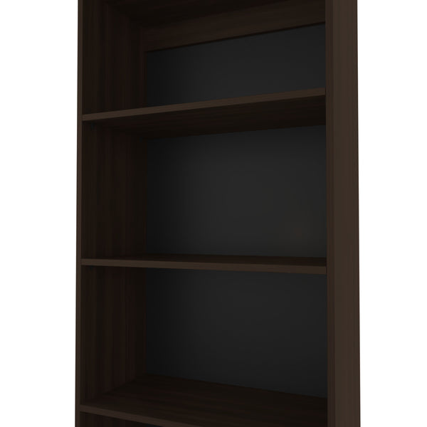 English Elm Fm Furniture Dam Bookcase - Slim Modern Design With 5 Open Shelves In Stained Walnut Finish For Storage B128P301394