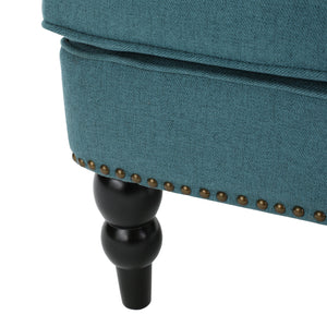 English Elm Christopher Knight Home® - HARRISON Tufted Club Chair with Button Back, Stud Trim & Carved Legs — Plush Upholstered Comfort Teal 53444.00FDTE