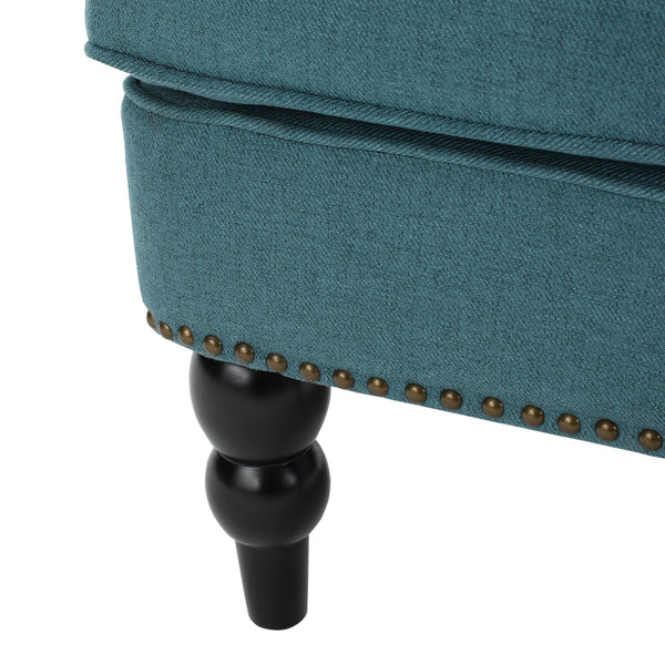 English Elm Christopher Knight Home® - HARRISON Tufted Club Chair with Button Back, Stud Trim & Carved Legs — Plush Upholstered Comfort Teal 53444.00FDTE