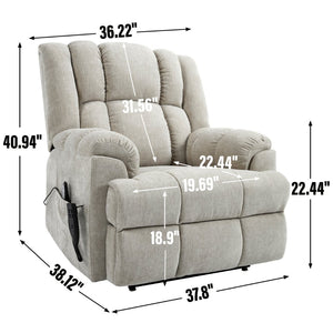 English Elm Dual Motor Power Lift Recliner Chenille Chair with Massage Heat and Infinite Positions Beige W3224P288434