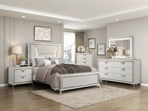 English Elm Antique White Gold Five Drawer Chest Embossed Glam Bedroom Storage Dresser B011P270970