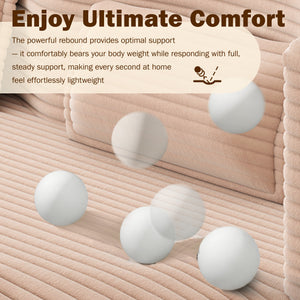 English Elm Modern Full Size Folding Sofa Bed with Plush Corduroy, 2 Pillows, 15" Foam Mattress, No Assembly Required Pink W1885P347085