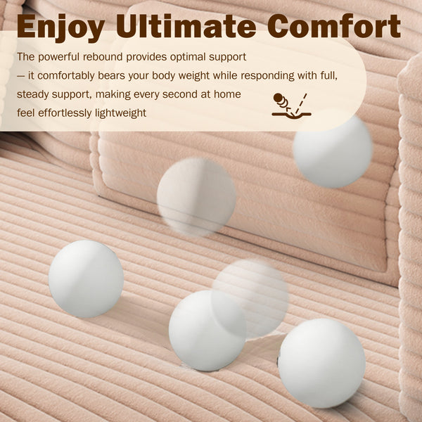 English Elm Modern Full Size Folding Sofa Bed with Plush Corduroy, 2 Pillows, 15" Foam Mattress, No Assembly Required Pink W1885P347085