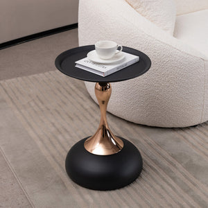 English Elm Mermaid Metal Pedestal Side Table Black — Mermaid Tail Round Accent Table, Durable Minimalist Drink Stand W2664P241823