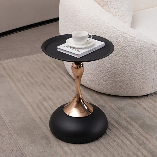 English Elm Mermaid Metal Pedestal Side Table Black — Mermaid Tail Round Accent Table, Durable Minimalist Drink Stand W2664P241823