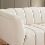 English Elm Ashcroft Furniture - Lamattina Genuine Italian Beige Leather Channel Tufted Sofa