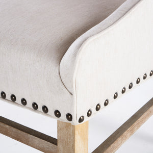 English Elm Christopher Knight Home® - WORTHINGTON Linen Upholstered Dining Chair with Nailhead Trim, Sloped Arms & Tapered Legs for Contemporary Comfort 57371.00