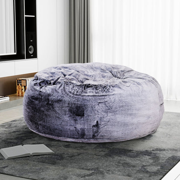 English Elm Classic 5ft Faux Fur Memory Foam Bean Bag Lounger – Plush Kids & Living Room Chair, Cozy Purple Comfort B011P204082