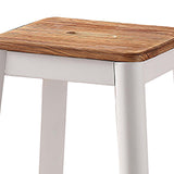 English Elm Natural and White Armless Bar Stool With Crossbar Support