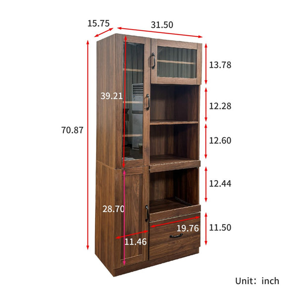 English Elm Kitchen Farmhouse Pantry Cabinet Tall Freestanding Three Door Pull Out Organizer W331S00208