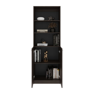 English Elm Bookcase Dual-Door Benzoni In Stained Walnut - Modern & Compact Storage Solution For Any Space B092P386506