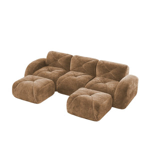 English Elm U-shaped Modular Cloud Sofa Tufted Velvet High Density Foam for Home Theater Lounge W714S01599