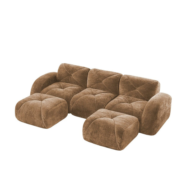 English Elm U-shaped Modular Cloud Sofa Tufted Velvet High Density Foam for Home Theater Lounge W714S01599