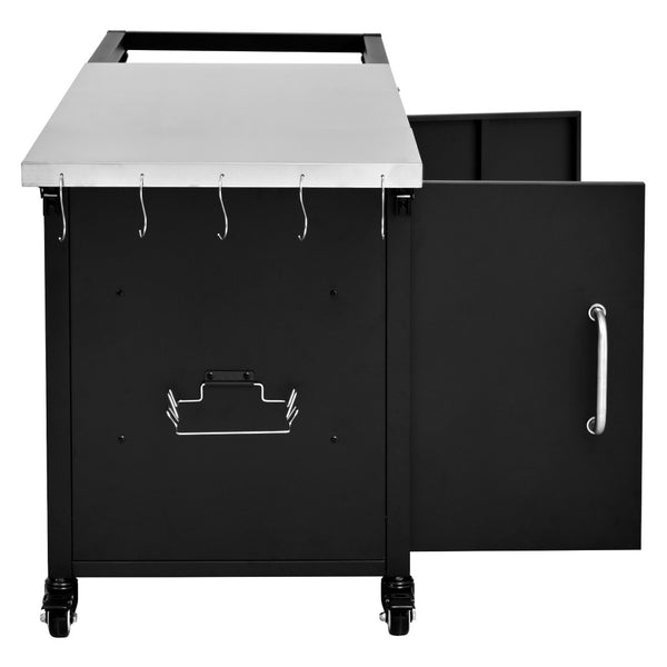 English Elm K&k Stainless Steel Outdoor Grill Cart with Cabinet Drop Leaf and Swivel Casters N707P397500B