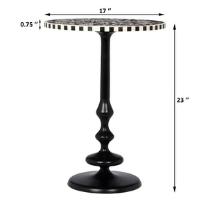 English Elm Christopher Knight Home® - Round End Table with Sleek Metal Pedestal and Durable MDF Resin Top — Compact 17" Round Surface, 50 lb Capacity Black,White N768P202491B