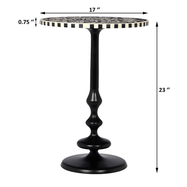 English Elm Christopher Knight Home® - Round End Table with Sleek Metal Pedestal and Durable MDF Resin Top — Compact 17" Round Surface, 50 lb Capacity Black,White N768P202491B
