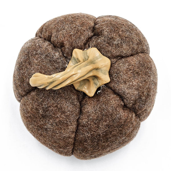 English Elm Set of 3 Chenille Weighted Pumpkins for Fall Décor with Realistic Stem, Farmhouse Harvest Tabletop Accents Brown W2078P246706