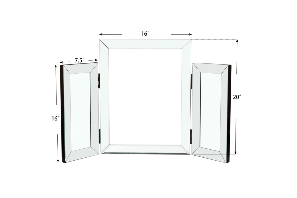 English Elm W Mountain-shaped Folding Vanity Mirror 31"W x 20"H MDF Frame Modern Rectangular Wall Accent, Durable Elegance W100535592