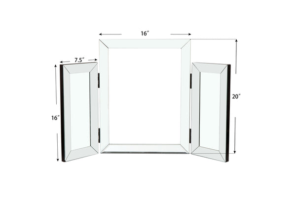 English Elm W Mountain-shaped Folding Vanity Mirror 31"W x 20"H MDF Frame Modern Rectangular Wall Accent, Durable Elegance W100535592