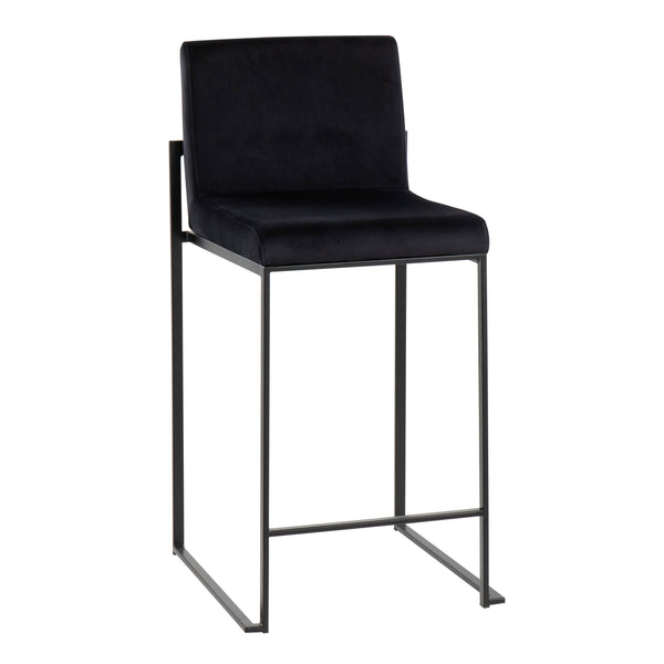 English Elm Fuji High Back Counter Stool Set Of 2 - Luxurious Black Velvet & Sturdy Steel Frame For Comfort B202P221953