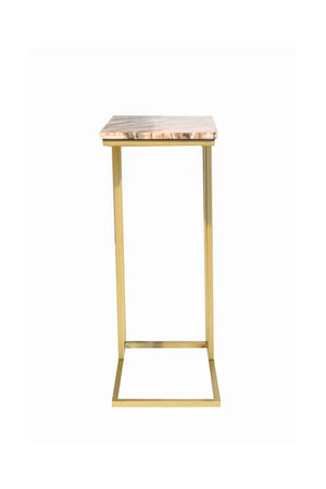 English Elm Marble C Table - Chic 24-Inch Accent Table With Metal Frame For Living Rooms, Bedrooms & Offices B346P320752