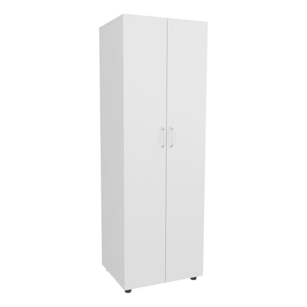 English Elm Aurora White Two-Door Armoire with Rod & Two Interior Shelves, MDF Closet Storage, Easy Assembly B200S00422