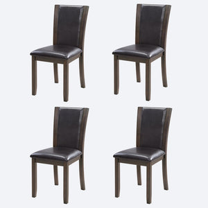 English Elm Dining Chairs Set of 4 Rubberwood Frame with Padded Faux Leather Ergonomic Seats Dark Walnut W1998P248105