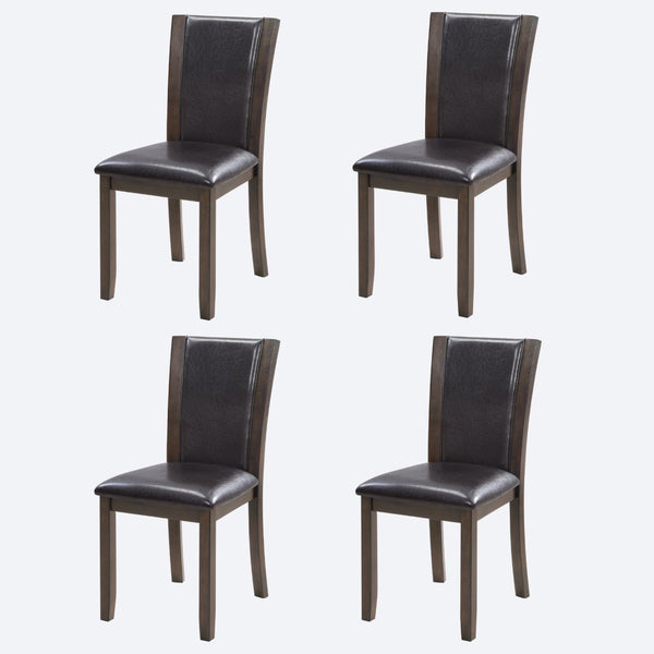 English Elm Dining Chairs Set of 4 Rubberwood Frame with Padded Faux Leather Ergonomic Seats Dark Walnut W1998P248105