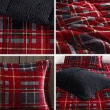 Woolrich Alton Lodge/Cabin Plush to Sherpa Down Alternative Comforter Set WR10-3103 Red Plaid