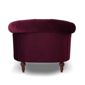 English Elm Jennifer Taylor Home - La La Rosa Victorian Tufted Upholstered Accent Chair in Luxe Velvet with Nailhead Trim and Support Burgundy B2719P238178