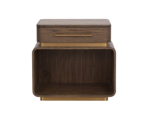 Sunpan TARO Nightstand – Elegant Solid Oak Bedside Table with Soft-Close Drawer & Open Shelf for Storage 112150