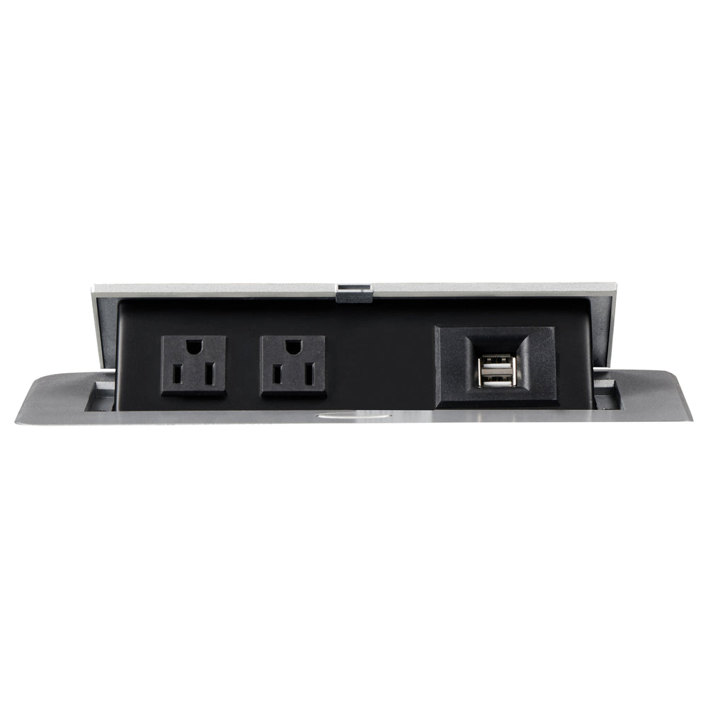 English Elm Hudson Grey Faux Leather Motion Sofa with Dual Recliners, Cupholders, Pop-Up Outlet & Drawer B062P357810