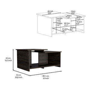 English Elm Coffee Coffee Table Modern Black with Dual-Tier Top and Open Display Shelf, Easy Assembly, Chic B097133054