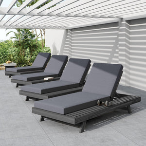 English Elm Lounge Chaise Outdoor Acacia Wood Slatted Frame with Water Resistant Cushion Resort Style Black,Dark Grey N770P442B429CUSHDGRY