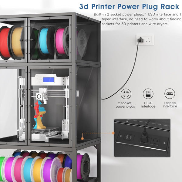 English Elm 3d Printer Cabinet Acrylic Doors Metal Frame Filament Spool Storage Studio Office W3190P305793