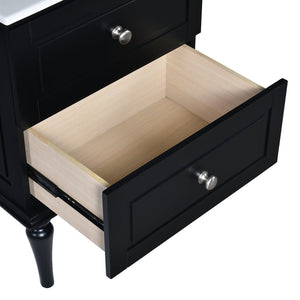 English Elm 24'' French-Style Bathroom Vanity with Ceramic Sink, Black Long Legs, 2 Drawers, Moisture-Resistant Elegance N710P195621B