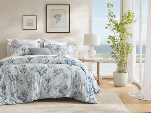 English Elm 3-piece Botanical Cotton Sateen Duvet Set with 300tc Earthy Print and Shell Buttons B035P408293