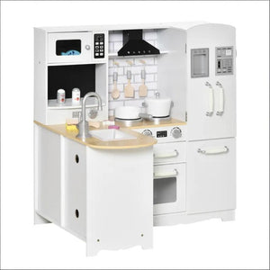 English Elm Large Kids Play Kitchen Set White Mdf with Fridge Microwave Sink Pretend Cooking T3971P440795