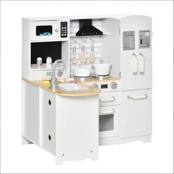 English Elm Large Kids Play Kitchen Set White Mdf with Fridge Microwave Sink Pretend Cooking T3971P440795