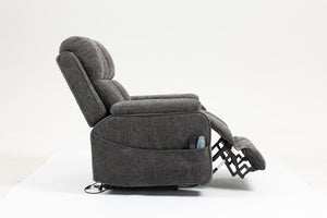 English Elm Oversized Power Lift Recliner with Heat Massage Lay Flat Design and Usb Charging Port Grey W547S00080