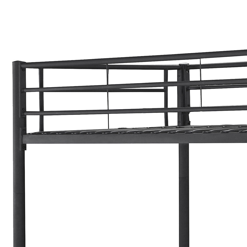 English Elm Marin Black Twin Over Twin Bunk Bed with Integrated Lighting, Sleek Metal Frame for Space-Saving Comfort B062P331074