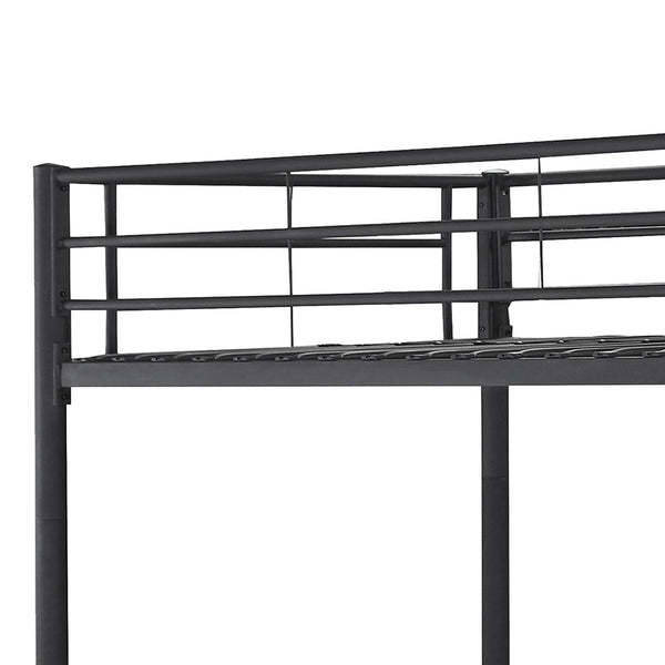 English Elm Marin Black Twin Over Twin Bunk Bed with Integrated Lighting, Sleek Metal Frame for Space-Saving Comfort B062P331074