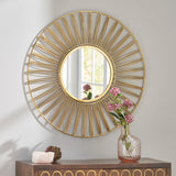 Christopher Knight Home® - Noble House - Hopedale Modern Glam Handcrafted Round Sun Wall Mirror, Gold