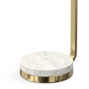 English Elm Sylvie Marble Side Table White & Gold — Handcrafted C-Shape End Table, Portable, Space-Saving Design B136P203464