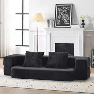 English Elm Ebern Designs Transformable Sectional Sofa Bed - Compact Chenille Lounger For Small Spaces & Flexibility W1829P280220