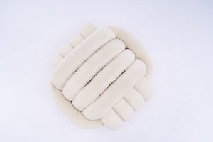 English Elm 060-Chenille Plush Knot Ottoman Stool with Foam Fill & Wooden Frame — Stylish, Comfortable Indoor Seat (No Assembly) Beige W527P239023