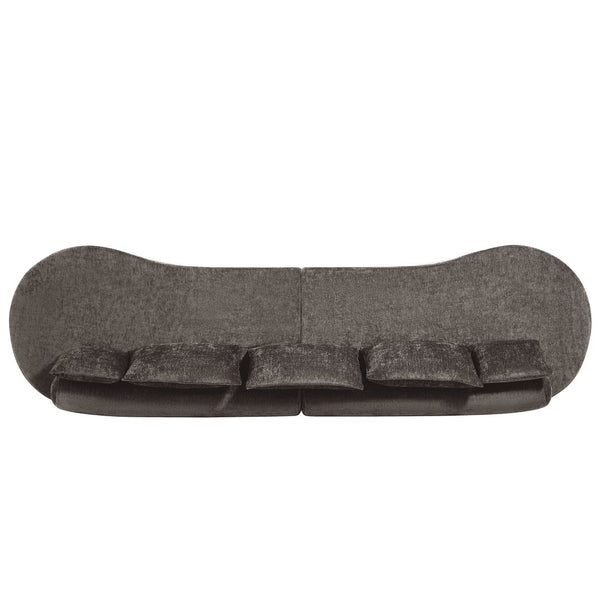 English Elm 138.6" Curved Modular Sectional Sofa Low Profile High Density Foam Living Room Lounge Light Brown N767P366006L