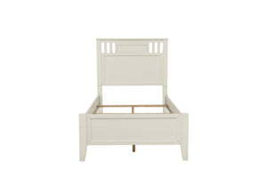 English Elm Simple Modern Full Size Bedframe with Carved Vertical Lines, Rubberwood MDF Construction, Elegant Design White 80 L x 8 W x 4 H B011S01986