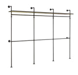 English Elm Industrial Pipe Clothing Rack, Reversible 118.3'' Clothes Rack For Hanging Clothes, Heavy Duty Garment Rack Closet Wardrobe Rack With Led Lights & Shelves, Walk-In Closet System, Black (Three)