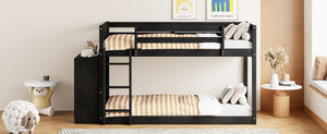 English Elm Twin Over Bunk Bed with Four Storage Drawers Open Shelving Kids Bedroom Espresso LT000167AAP-1